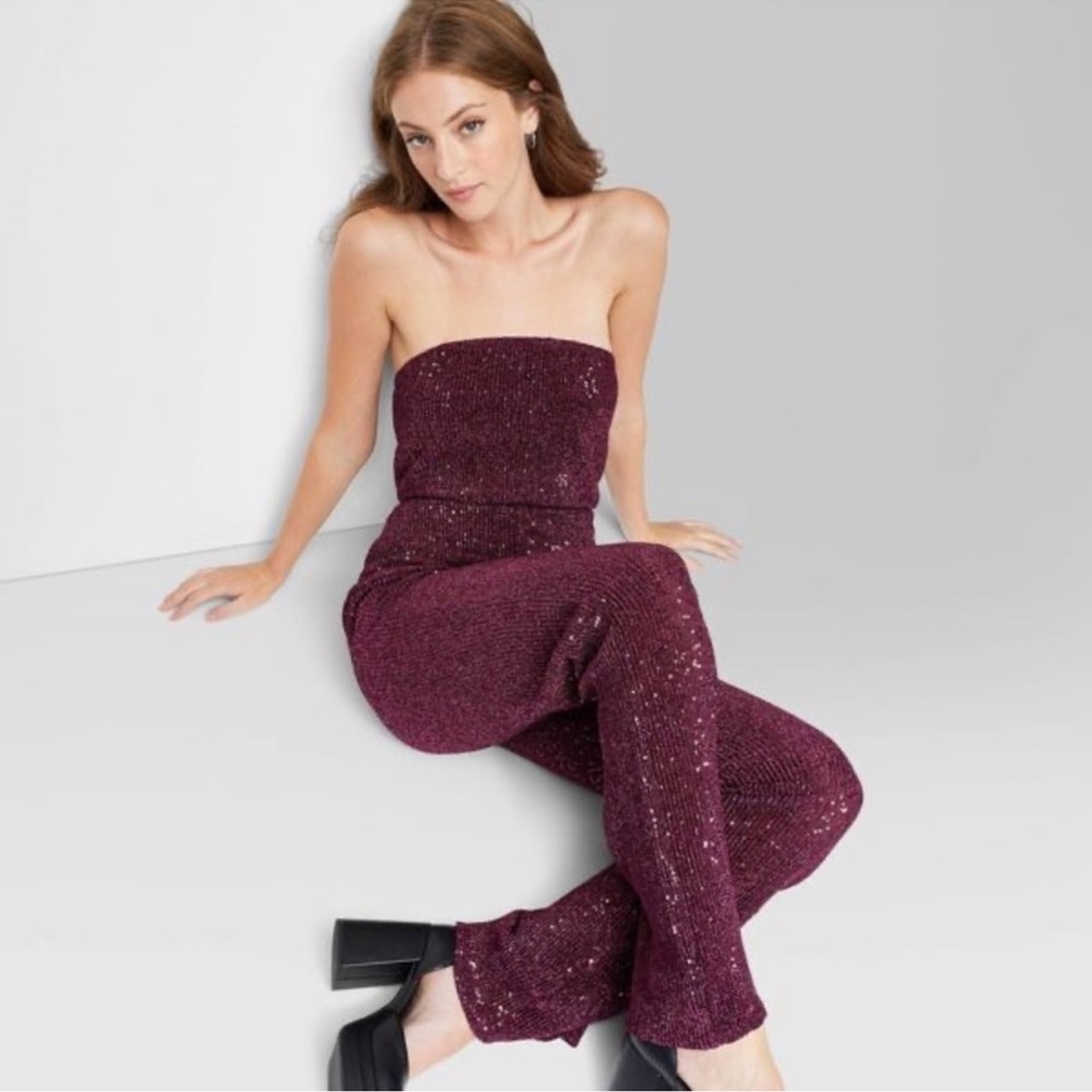 Wild Fable Tube Sequin Mesh Jumpsuit
